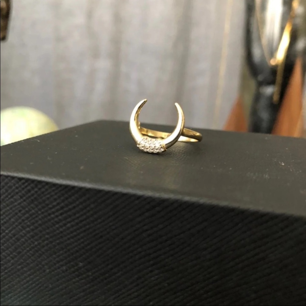 NEW 14k vermeil Crescent Moon Ring gold over silver size 7